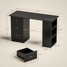 HOMCOM Computer Desk, Home Office Desk, Writing Table, PC Workstation with 3 Storage Shelves and 3 Drawers for Working, Study, 120 x 49 x 72 cm, Black - anydaydirect
