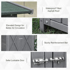 Outsunny Wooden Garden Storage Shed Lockable Tool Cabinet Organizer w/ Storage Table, Double Door, 139 x 75 x 160 cm, Grey - anydaydirect