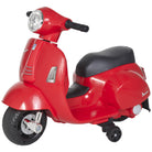HOMCOM Vespa Licensed Kids Ride On Motorcycle 6V Battery Powered Electric Trike Toys for 18-36 Months with Horn Headlight Red - anydaydirect