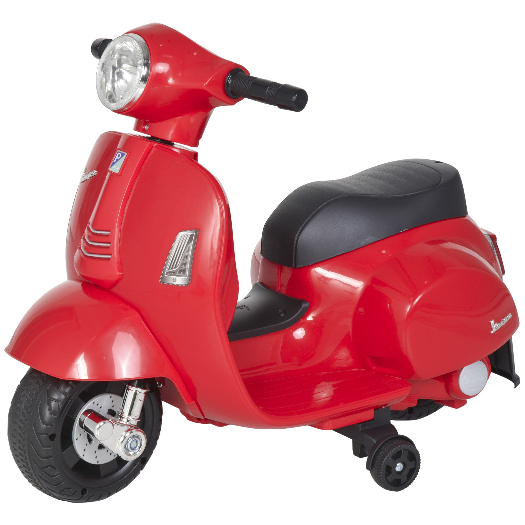 HOMCOM Vespa Licensed Kids Ride On Motorcycle 6V Battery Powered Electric Trike Toys for 18-36 Months with Horn Headlight Red - anydaydirect