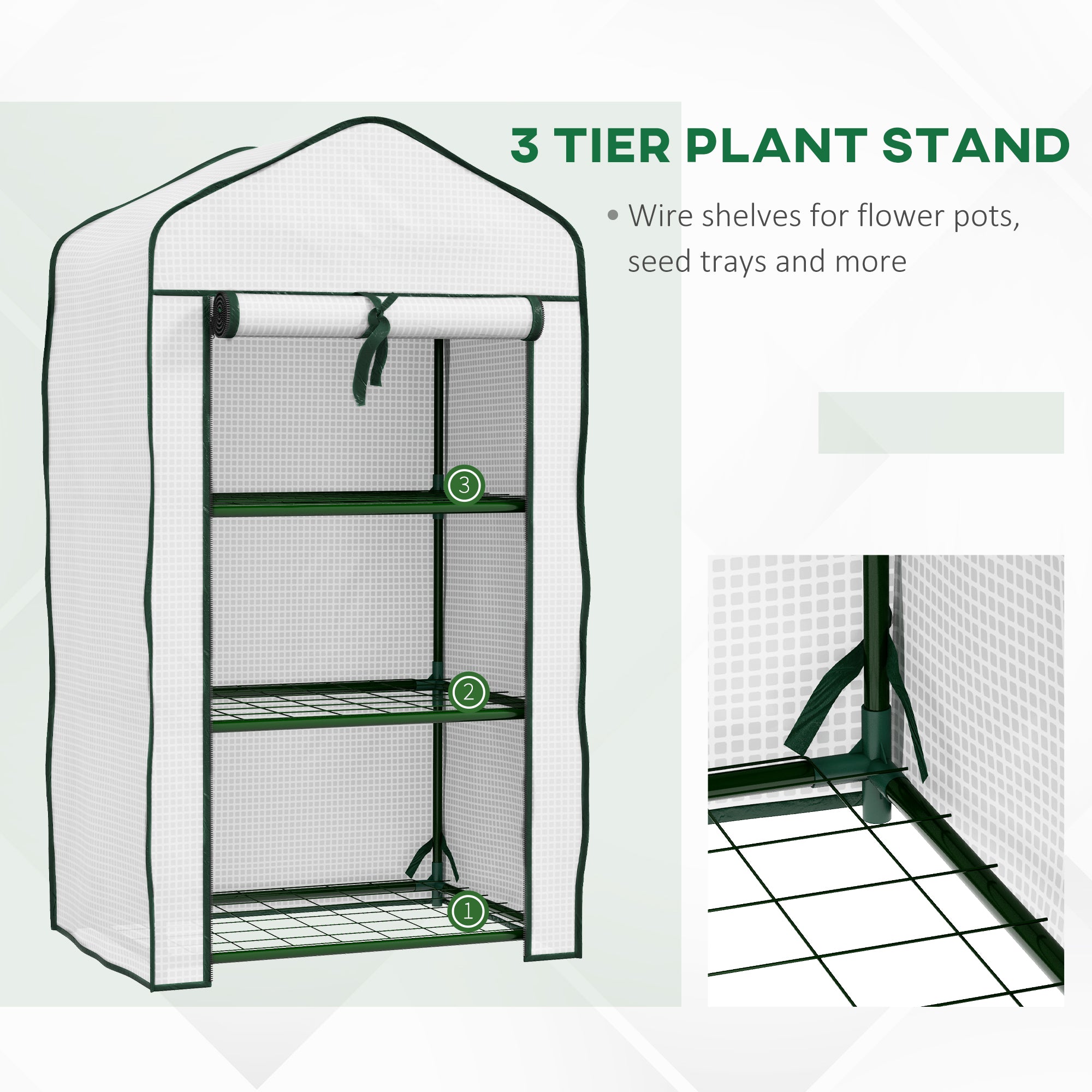 Outsunny Three-Tier Mini Greenhouse - White - anydaydirect