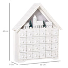 HOMCOM Christmas Advent Calendar, Light Up Table Xmas Wooden House Holiday Decoration with Countdown Drawer, Village, White - anydaydirect