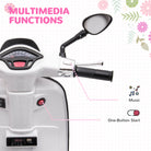 AIYAPLAY 12V Vespa Licensed Kids Electric Motorbike w/ Music, Headlights, FM Radio, for 3-6 Years - White - anydaydirect