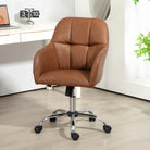 HOMCOM Faux Leather Tub Office Chair, with Wheels - Brown - anydaydirect