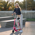 HOMCOM 120W Teens Foldable Kids Powered Scooters 24V Rechargeable Battery Adjustable Ride on Outdoor Toy (Pink) - anydaydirect