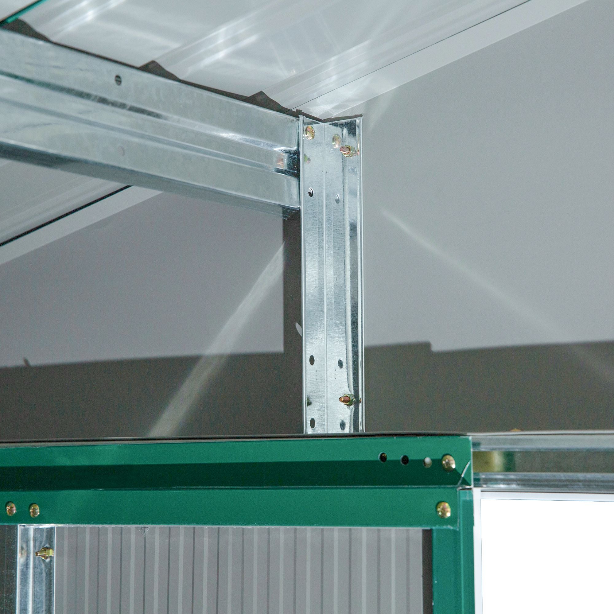 Outsunny 13 x 11 ft Metal Garden Shed Large Patio Roofed Tool Storage Box with Ventilation and Sliding Door, Deep Green - anydaydirect