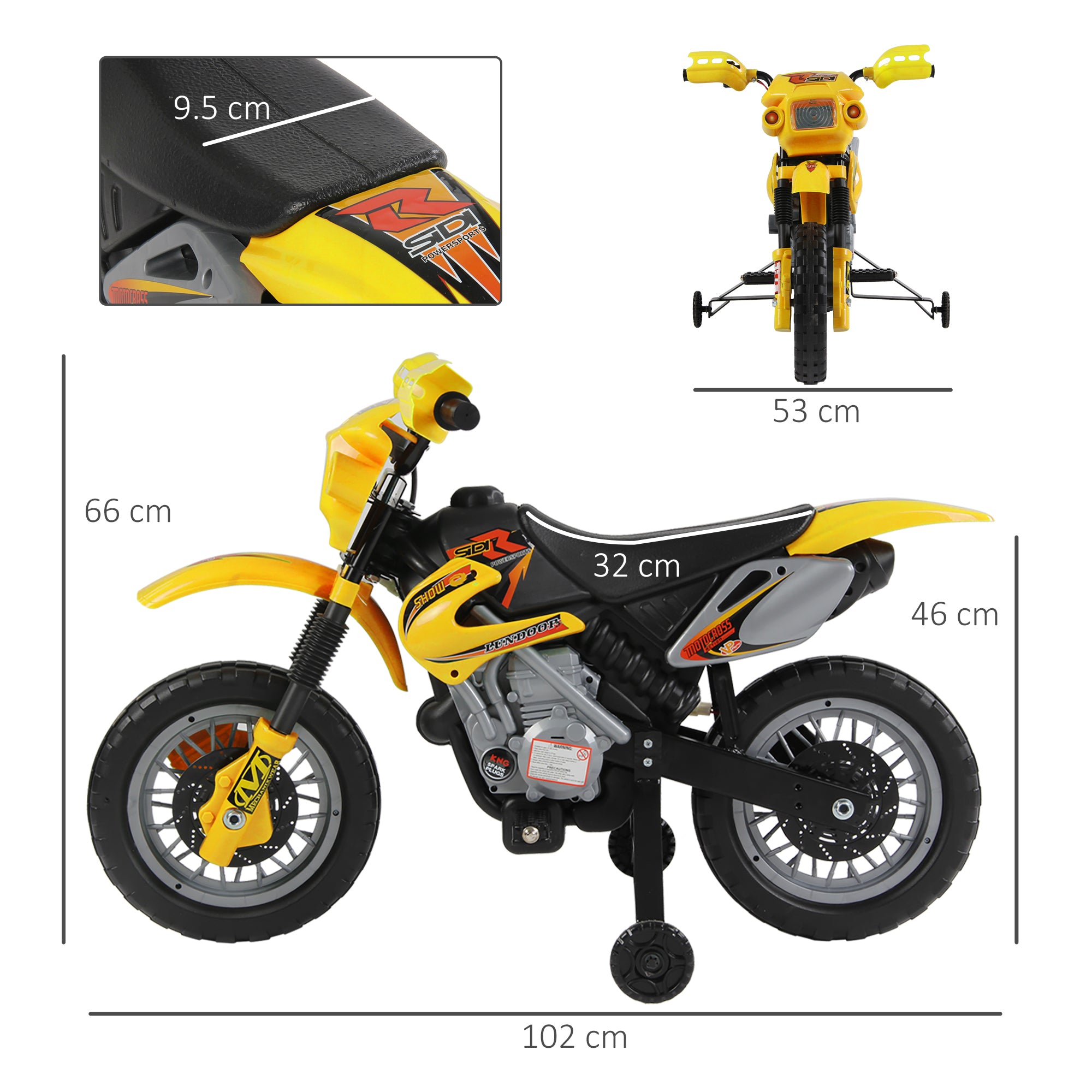 HOMCOM Kids Electric Motorbike Child Ride on Motorcycle 6V Battery Scooter (Yellow) - anydaydirect