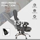 Vinsetto High Back Vibration Massage Office Chair, Heated Reclining PU Leather Computer Chair with Footrest, Grey - anydaydirect
