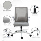 Vinsetto Mesh Office Chair, Desk Chair with Lumbar Support, Flip-up Armrest, Swivel Wheels, Adjustable Height, Grey - anydaydirect