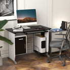 HOMCOM Computer Desk with Sliding Keyboard Tray, Storage Drawers and Host Box Shelf, Home Office Desk, Study Workstation, 100 x 52 x 75cm, Black - anydaydirect