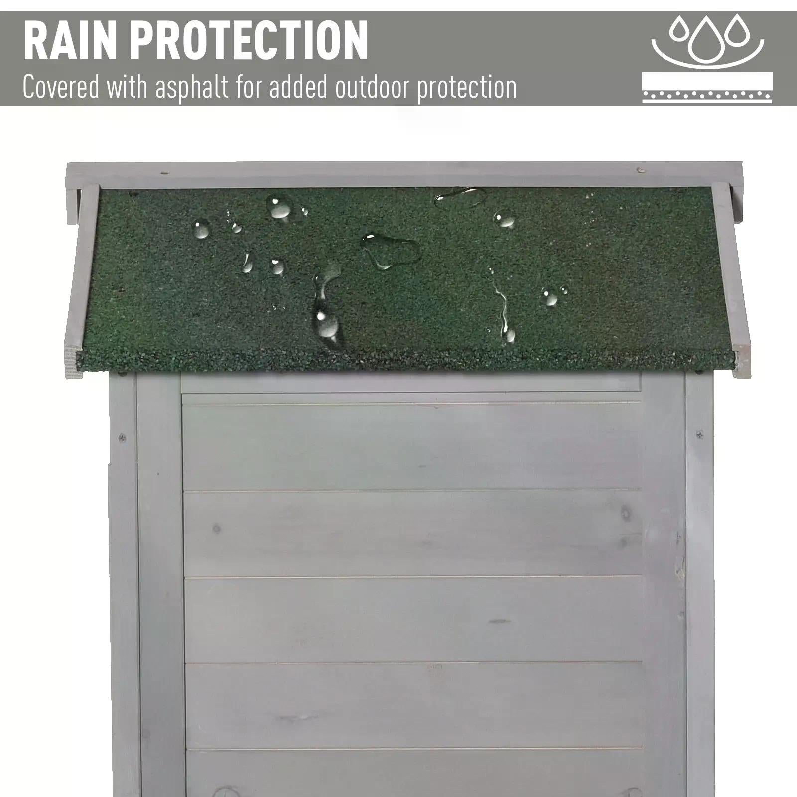 Outsunny Wooden Garden Cabinet 3-Tier Storage Shed 2 Shelves Lockable Organizer with Hooks Foot Pad 74 x 55 x 155cm Light Grey - anydaydirect