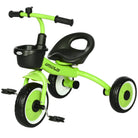 AIYAPLAY Children's Trike, Adjustable Seat Tricycle with Basket and Bell, Suitable for Ages 2-5 Years, Green - anydaydirect