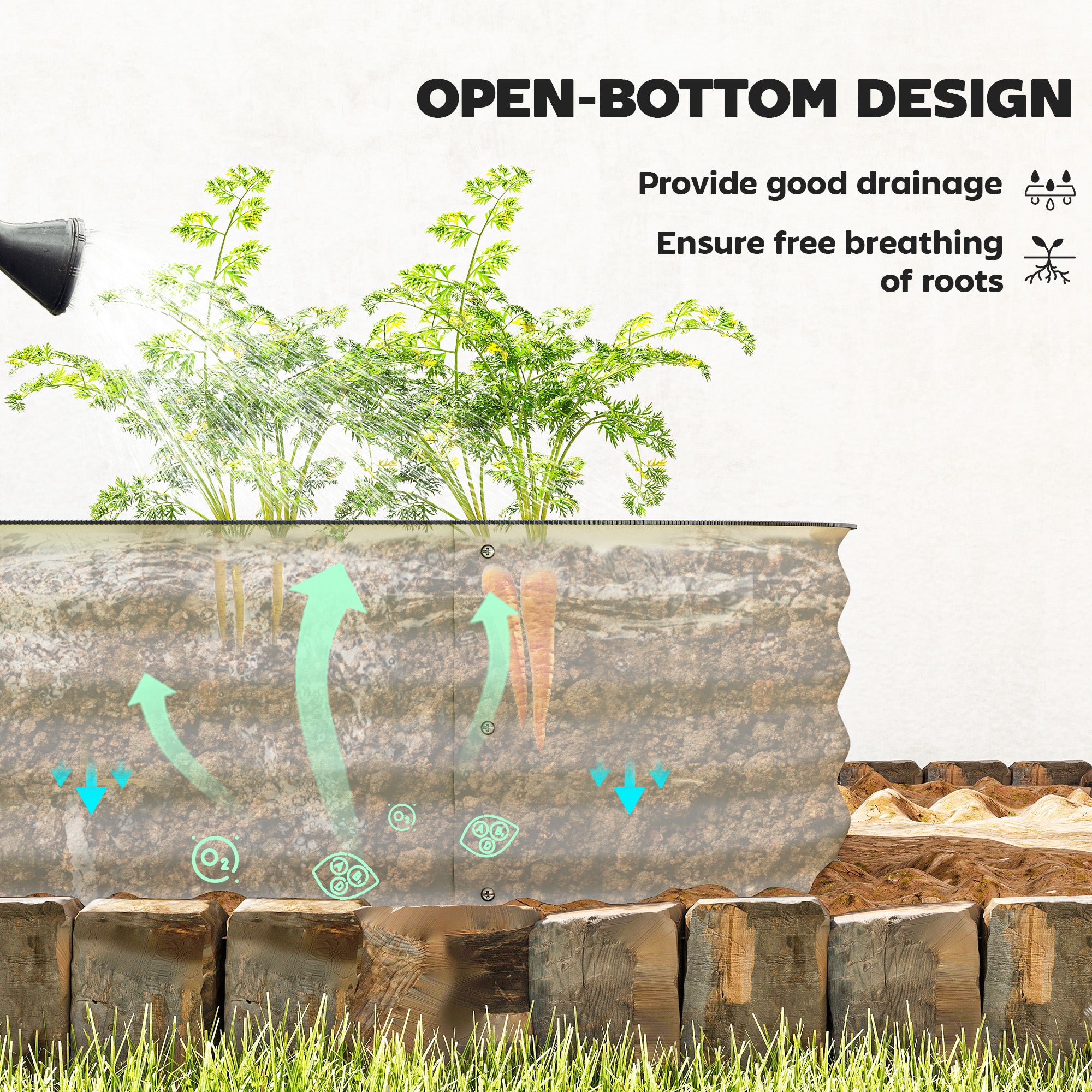 Outsunny Galvanised Raised Garden Bed, Metal Planter Box with Safety Edging, for Flowers, Herbs, Succulents, Cream White - anydaydirect