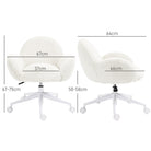 HOMCOM Makeup Vanity Chair, Cute Fluffy Desk Chair with Rolling Wheels for Bedroom Living Room, Cream White - anydaydirect