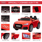 HOMCOM Compatible for 12V Rechargeable Battery Ride On Car w/ Remote Forward Reverse Lights Horn MP3 Player Red w/ Seat Belt Audi TT RS - anydaydirect
