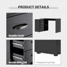 HOMCOM L Shaped Computer Desk, Reversible Home Office Desk with Drawers, File Cabinet and Storage Shelves, Study Table, 117 x 83.5 x 76cm, Black - anydaydirect
