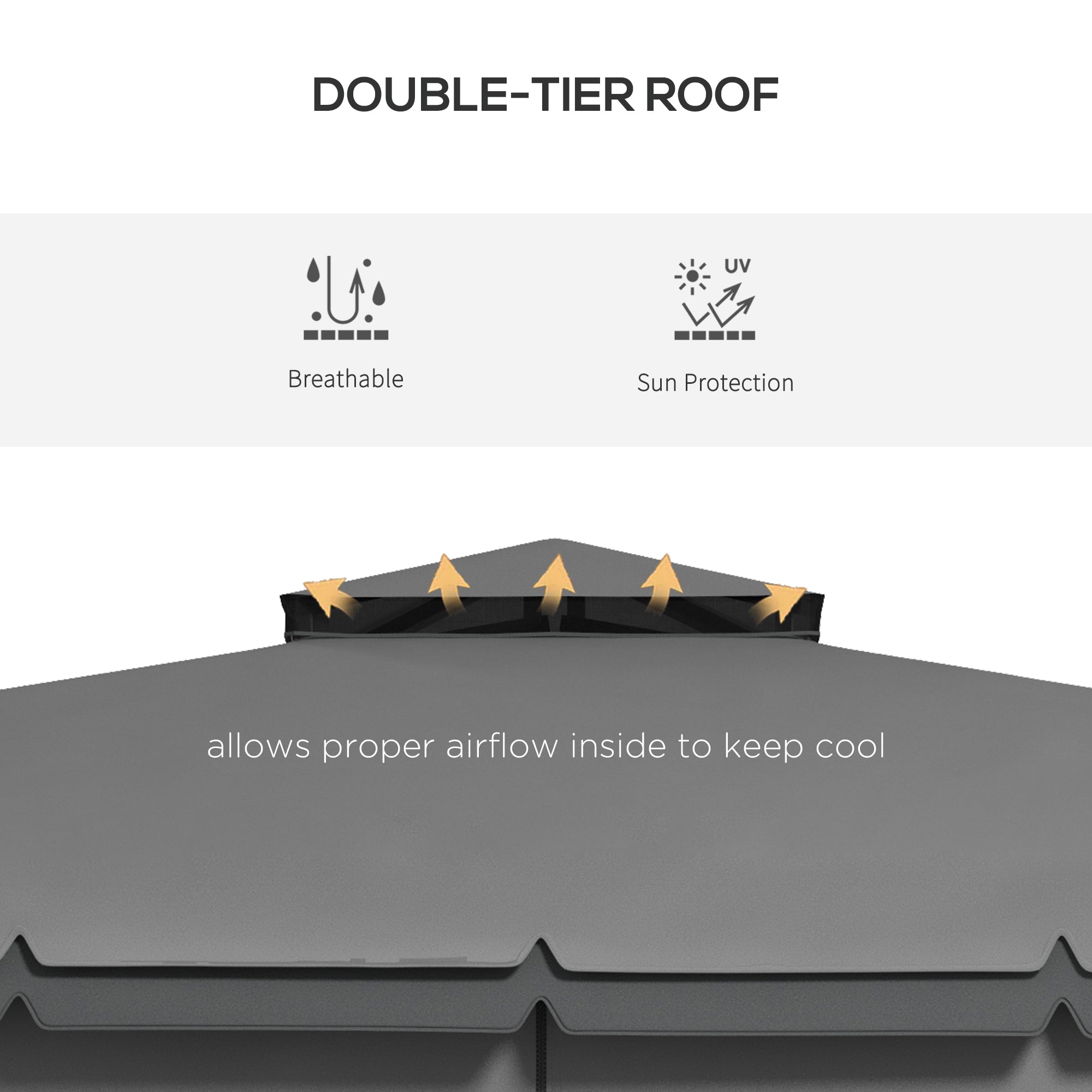 Outsunny 3 x 3(m) Patio Gazebo Canopy Garden Pavilion Tent Shelter Marquee with 2 Tier Roof, Netting and Curtains, Light Grey - anydaydirect