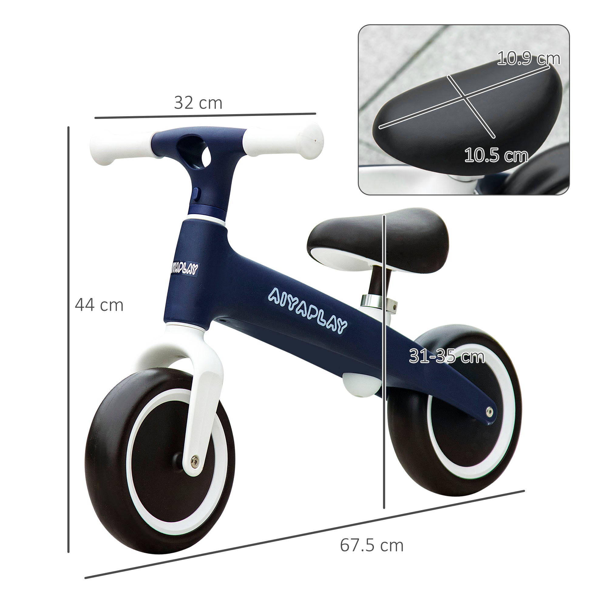 AIYAPLAY Toddler Balance Bike, Adjustable Seat for Ages 1.5-3, Lightweight Design, Sky Blue - anydaydirect