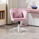 HOMCOM Velvet-Feel Petal Back Office Chair - Pink - anydaydirect