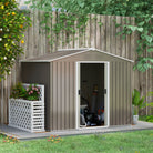 Outsunny 8 x 6ft Outdoor Garden Storage Shed, Metal Tool House with Ventilation and Sliding Doors, Light Grey - anydaydirect