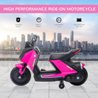 HOMCOM 6V Kids Electric Motorbike Ride On Toy w/ Music Headlights Safety Training Wheels for Girls Boy 2-4 Years Pink - anydaydirect