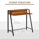 HOMCOM Writing Desk Computer Table Home Office PC Laptop Workstation Storage Shelf 84L x 45W cm Walnut - anydaydirect