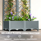 Outsunny Raised Garden Bed with Trellis, Plastic Planter Box with Drainage Holes, Drain Plugs and Water Reservoirs for Climbing Plants, Vegetables, Flowers, Grey - anydaydirect