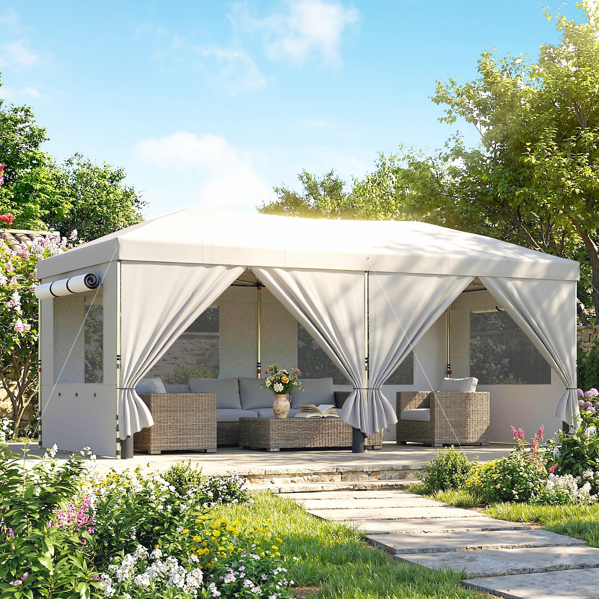 Outsunny 3 x 6 m Pop Up Canopy with UV50+ Protection Garden Gazebo wit – anydaydirect