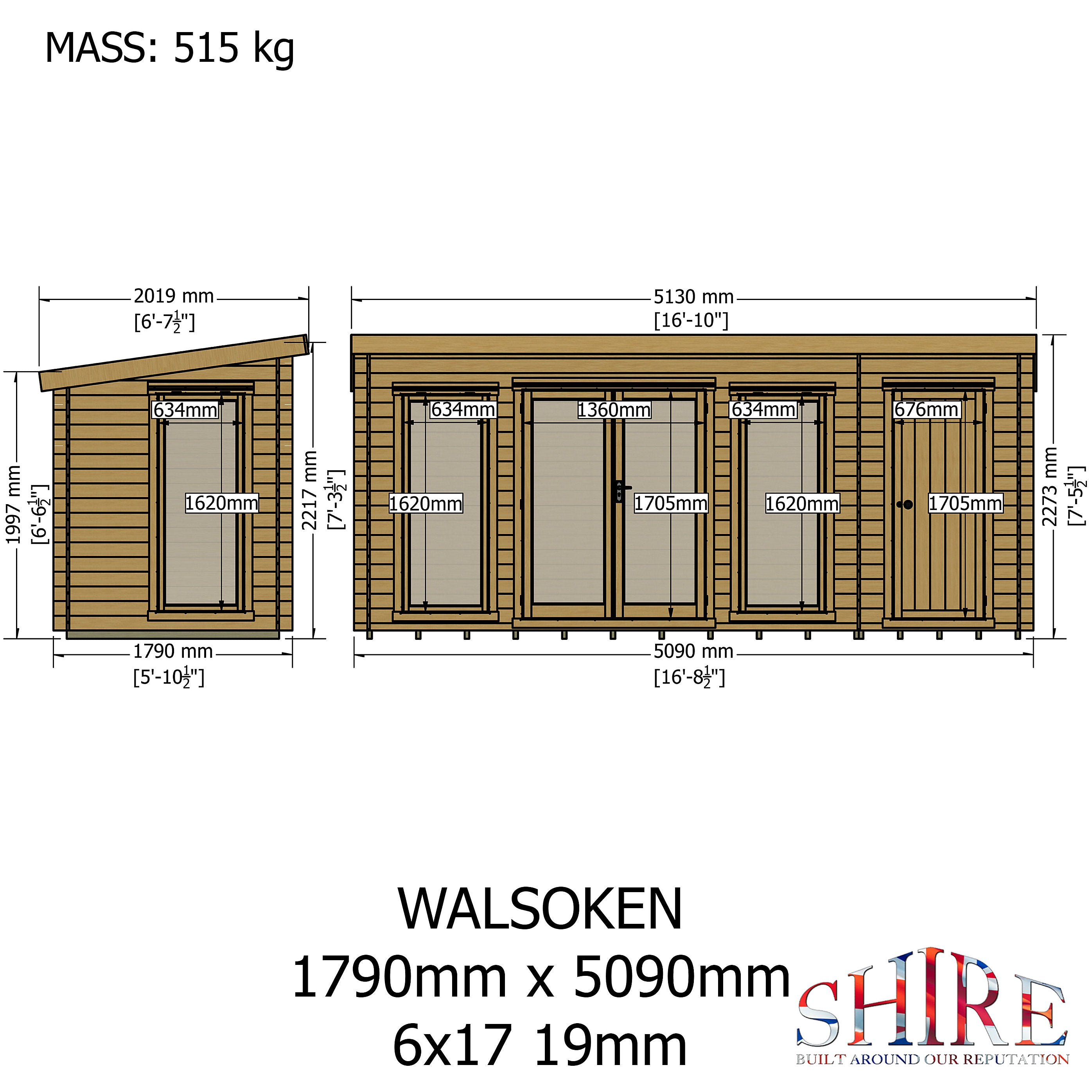 Shire Walsoken 6x17 Log Cabin
