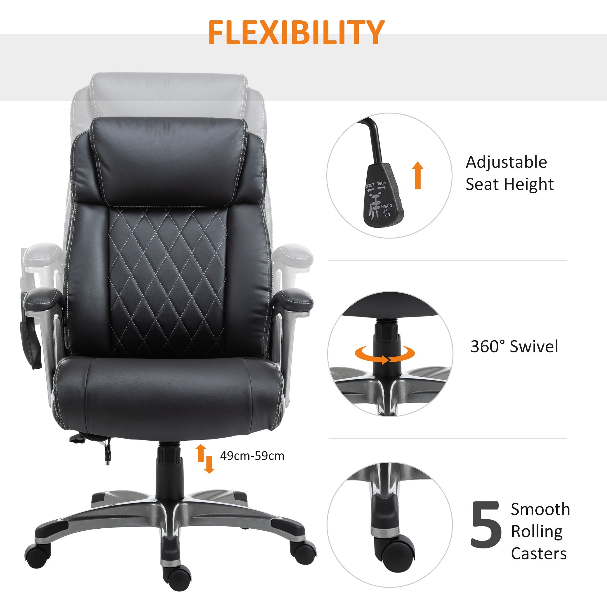 Vinsetto Massage Office Chair High Back with Armrest 6-Point Vibration Executive Chair with Adjustable Height Black - anydaydirect