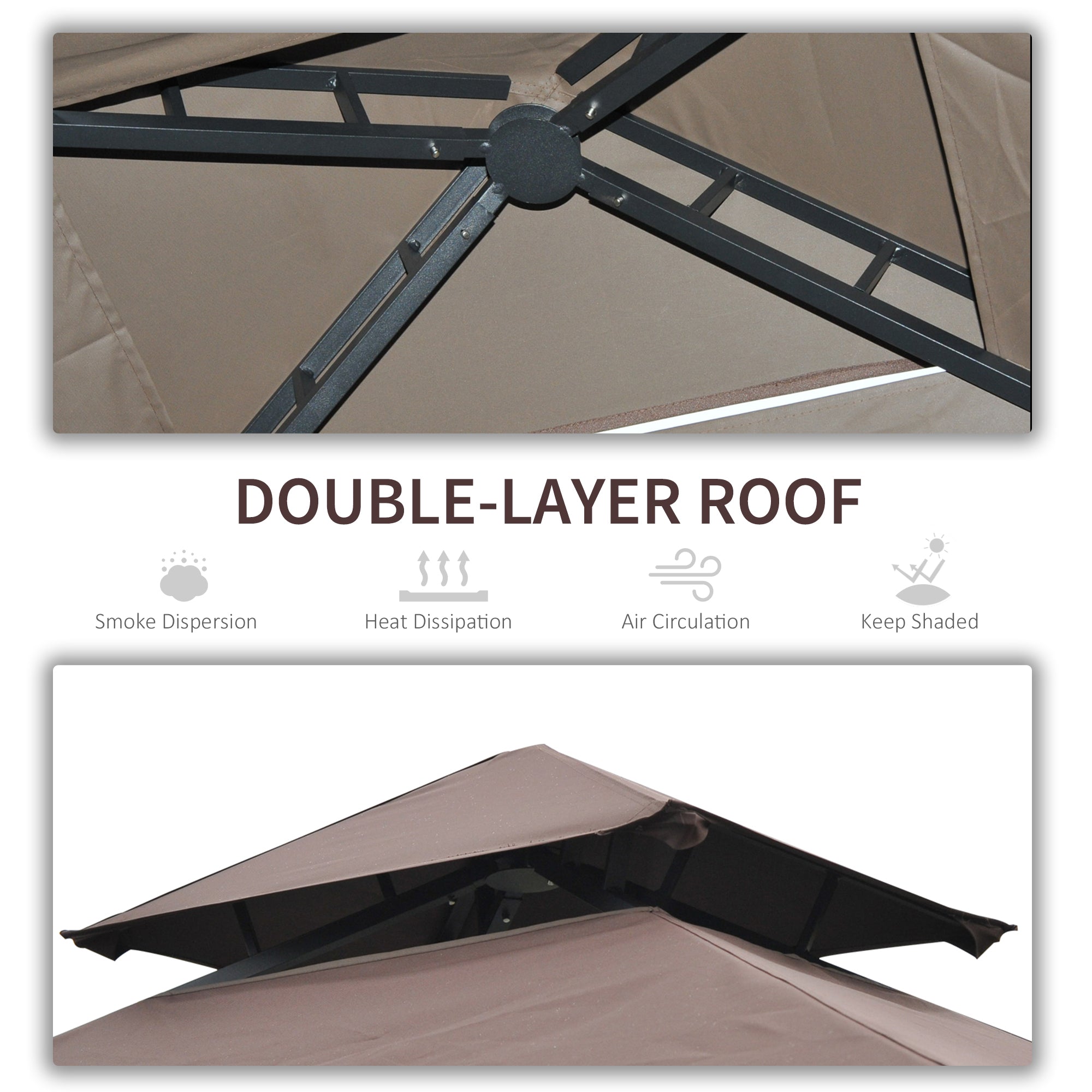 Outsunny 2.5 x 1.5m BBQ Tent Canopy Patio Outdoor Awning Gazebo Party Sun Shelter - Coffee - anydaydirect