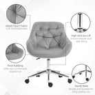 Vinsetto Home Office Chair Velvet Ergonomic Computer Chair Comfy Desk Chair with Adjustable Height, Arm and Back Support, Grey - anydaydirect