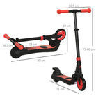 HOMCOM Folding Electric Scooter Adult E Scooter, 120W, with Rear Wheel Brake, 8km/h Maximum Speed, for Ages 6+ Years Old, Red - anydaydirect