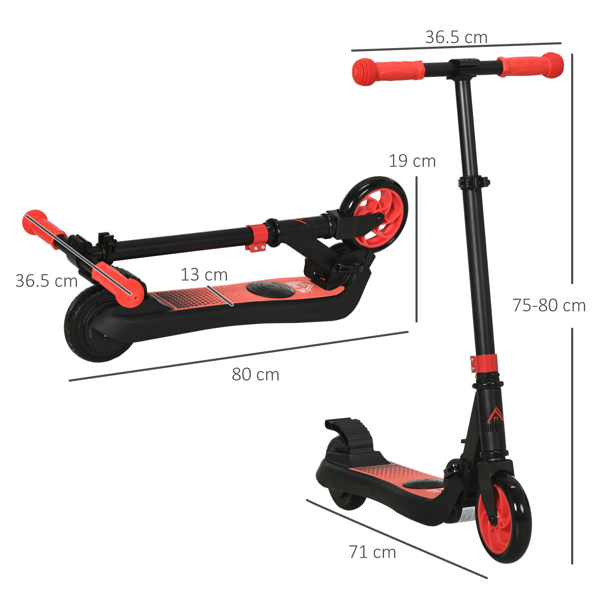 HOMCOM Folding Electric Scooter Adult E Scooter, 120W, with Rear Wheel Brake, 8km/h Maximum Speed, for Ages 6+ Years Old, Red - anydaydirect