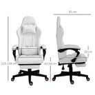 Vinsetto Computer Gaming Chair with Footrest, Video Gaming Chair for Adults with 130° Reclining Back, Desk Chair with Lumbar Support and Adjustable Height, White - anydaydirect