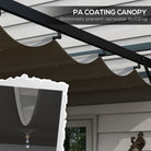 Outsunny 3 x 4m Retractable Pergola, Garden Gazebo Shelter with Aluminium Frame, for Grill, Patio, Deck, Dark Grey - anydaydirect