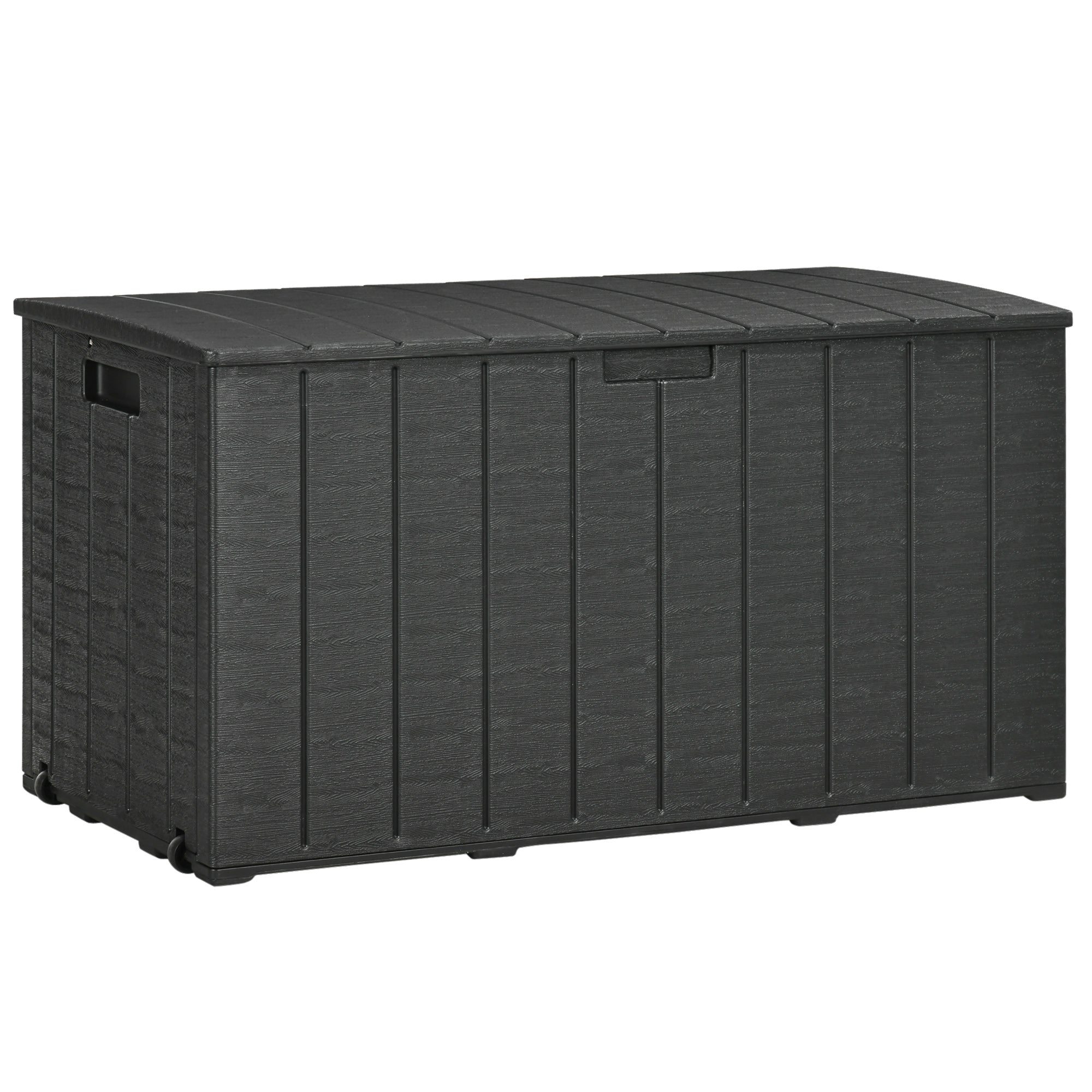 Outsunny 336 Litre Extra Large Outdoor Garden Storage Box, Water-resistant Heavy Duty Double Wall Plastic Container, Garden Furniture Organizer, Deck Cushion Chest with Wheels and Handles, Black - anydaydirect