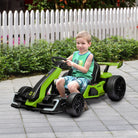 HOMCOM 24V Electric Go Kart for Kids with Adjustable Seat for 6-12 Years Old, Green - anydaydirect
