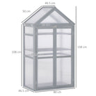 Outsunny Garden Cold Frame Polycarbonate Greenhouse with Adjustable Shelves, Double Doors, Openable Top Covers, Grow House for Flower Vegetable Plants, 80 x 47 x 138cm, Grey - anydaydirect