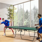 SPORTNOW 9FT Folding Tennis Table, with 8 Wheels, for Indoor Use, Green - anydaydirect
