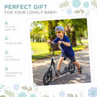 HOMCOM Teen Push Scooter Kids Children Stunt Scooter Bike Bicycle Ride On 12" EVA Tyres, Black - anydaydirect