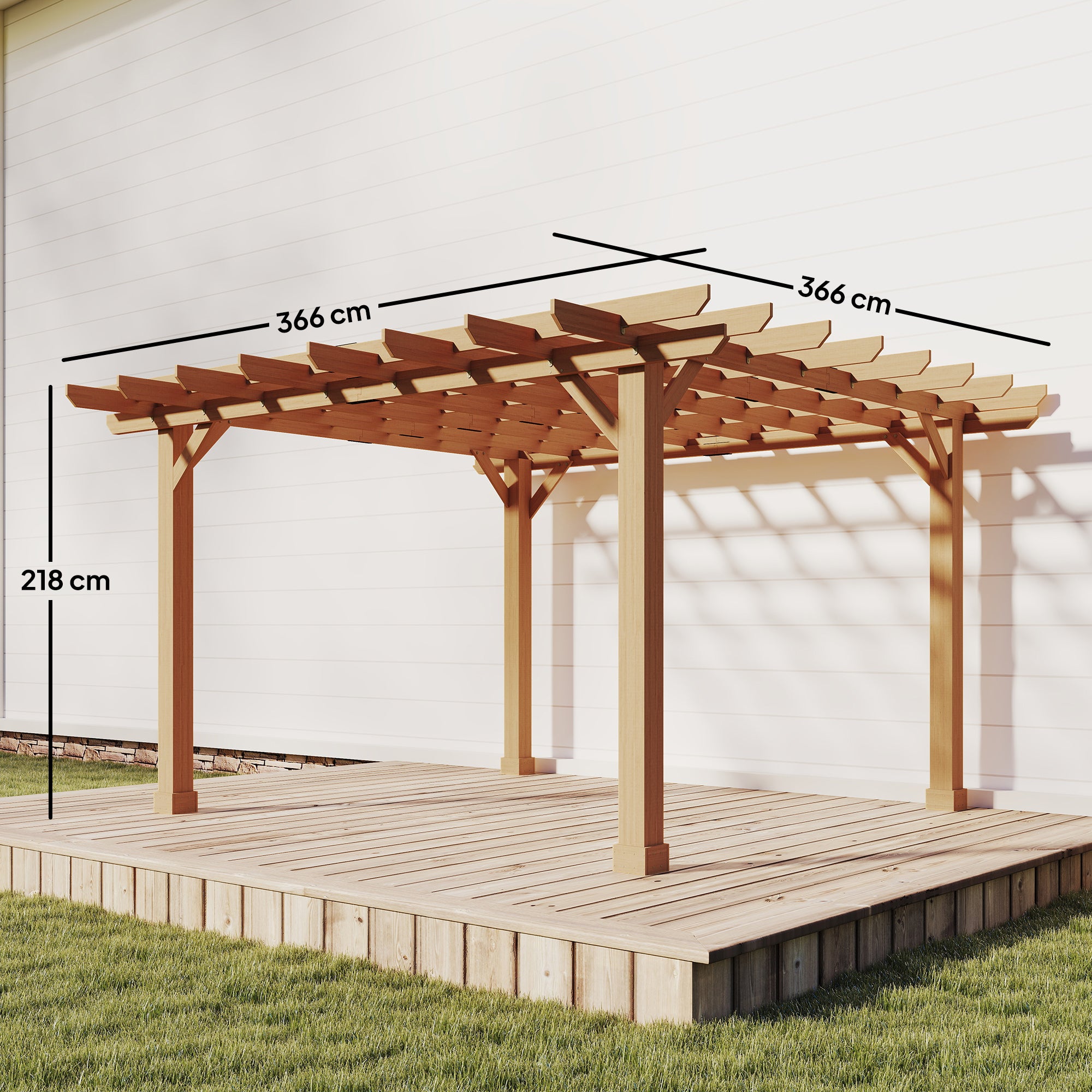 Outsunny Graden Pergola Kit, Wooden Pergola Gazebo Grape Trellis with Stable Structure, 3.6 x 3.6m, Dark Brown - anydaydirect