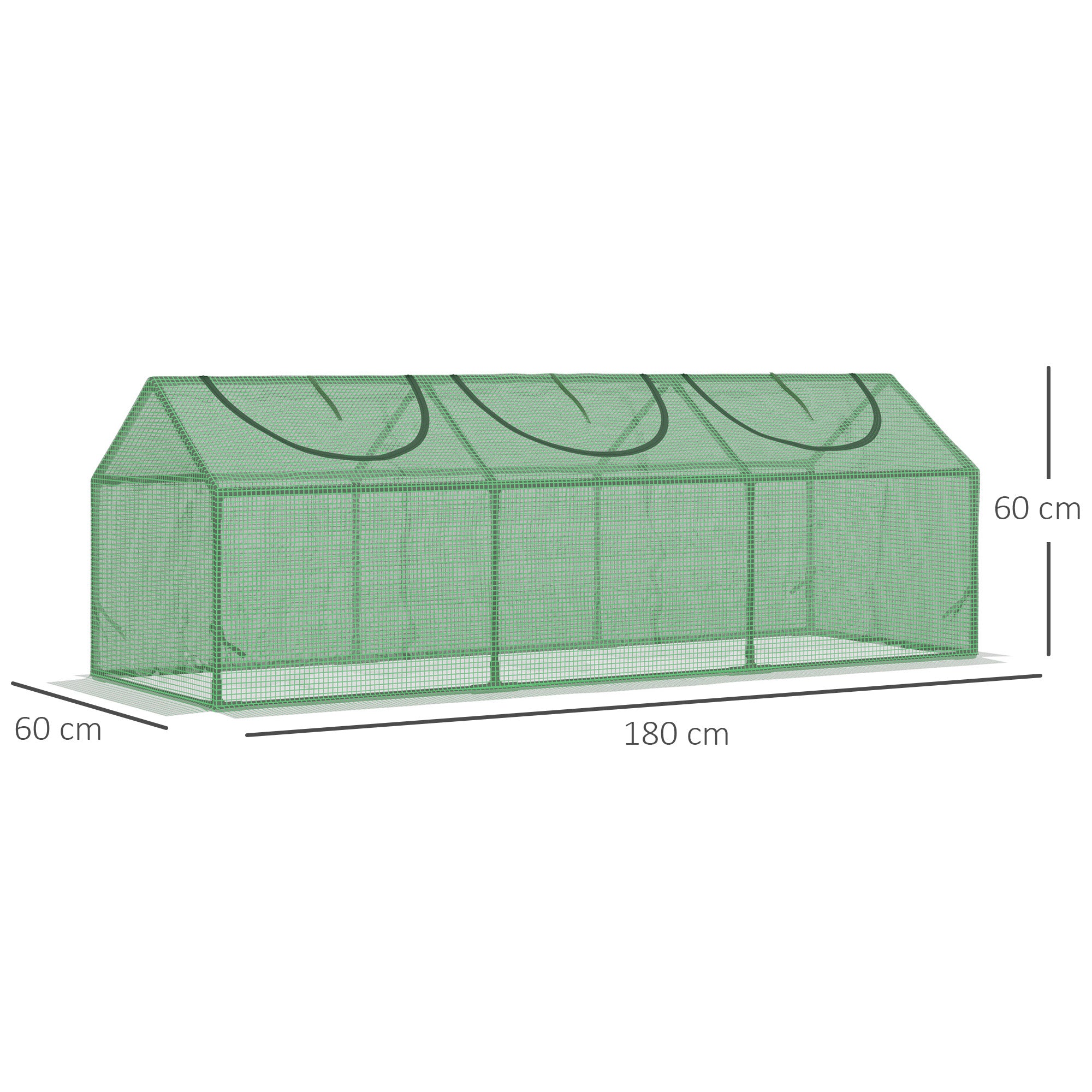 Outsunny Medium Greenhouse, Small Plant Grow House for Outdoor with Durable PE Cover, Observation Windows, 180 x 60 x 60 cm, Green - anydaydirect