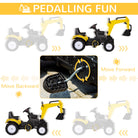 HOMCOM Pedal Digger, Ride-on Construction Toy Car with Functional Horn, Pretend Play, Yellow - anydaydirect