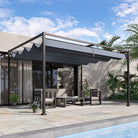 Outsunny 4 x 3(m) Metal Outdoor Pergola with Retractable Roof, Outdoor Gazebo Canopy Shelter with Drainage Holes for Garden, Patio, Lawn, Grey - anydaydirect