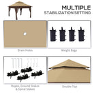 Outsunny 3 x 3(m) Pop Up Gazebo with Mosquito Netting, 1 Person Easy up Marquee Party Tent with 1-Button Push, Double Roof, Carry Bag, Sandbags, Height Adjustable Instant Shelter, Khaki - anydaydirect