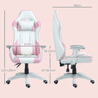 HOMCOM Faux Leather Colour Block Gaming Chair, with 135° Reclining Back - Pink/White - anydaydirect