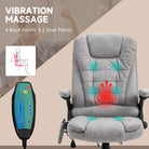 Vinsetto Massage Recliner Chair Heated Office Chair with Six Massage Points Microfiber Cloth 360° Swivel Wheels Grey - anydaydirect