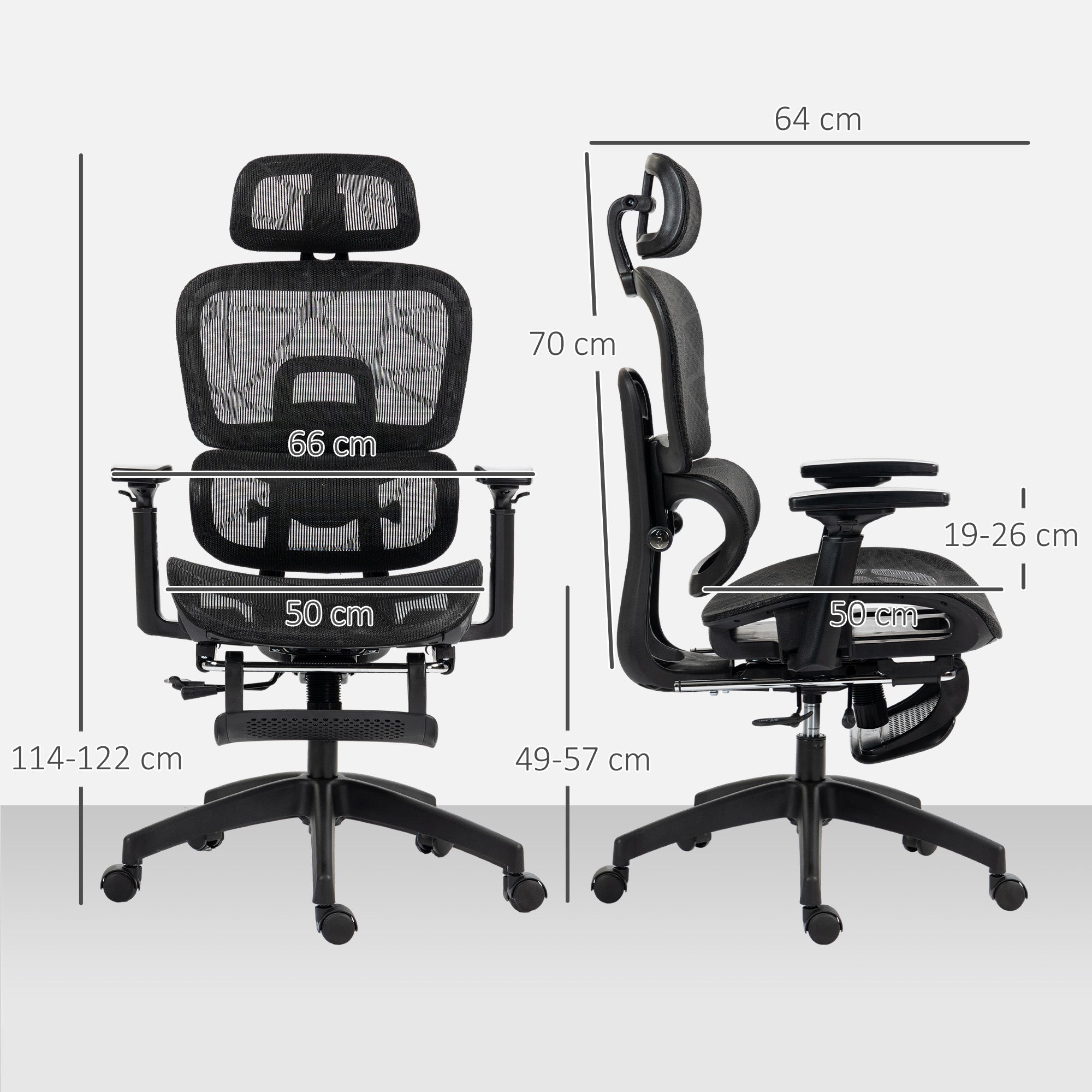 HOMCOM Multi-Adjustable Mesh Office Chair - Black - anydaydirect