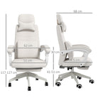 Vinsetto Linen-Look Office Chair, with 160° Reclining Back and Footrest - White - anydaydirect